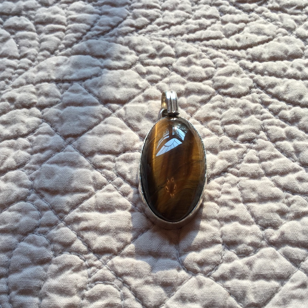 Genuine Tiger Eye Sterling Silver Pendent